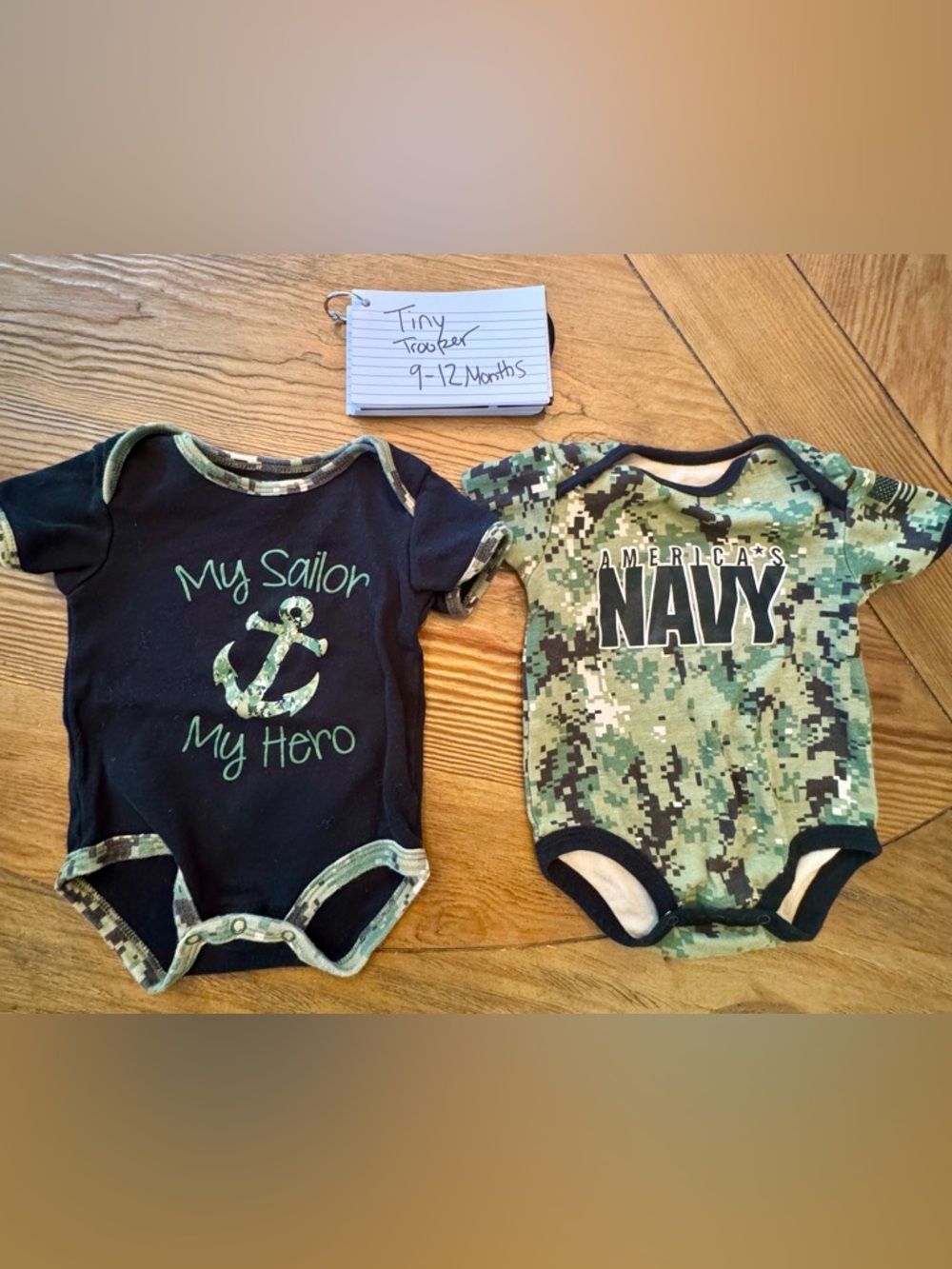 Navy & Camo Baby One-Piece Bodysuits - 9-12 Months
